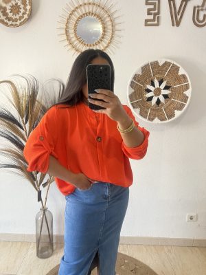 Blouse fluide à manches retroussables