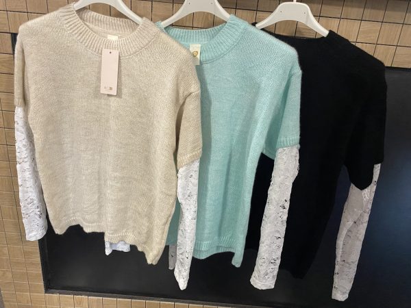 Pull à manches en dentelle