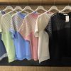 T-shirt  à empiècement ajouré métallisé