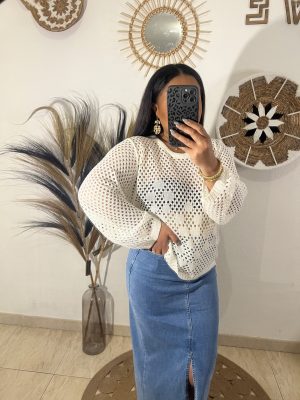 Pull ajouré effet filet