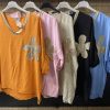 Blouse à manches courtes et col doré