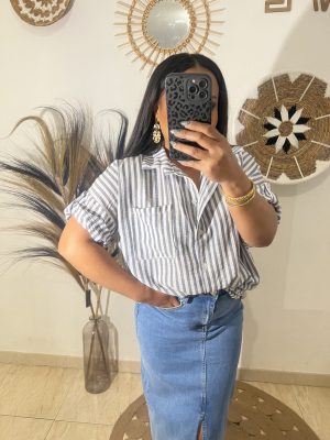 Chemise à manches courtes et rayures