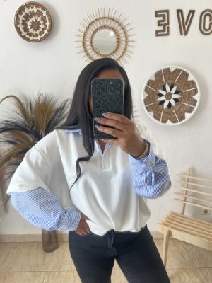 Haut style polo à manches chemise