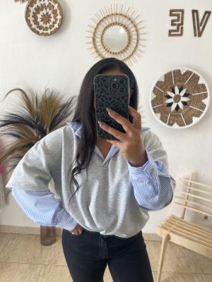 Haut style polo à manches chemise