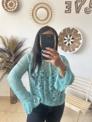 Haut en Dentelle vert d’eau