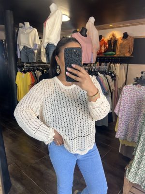 Pull ajouré écru