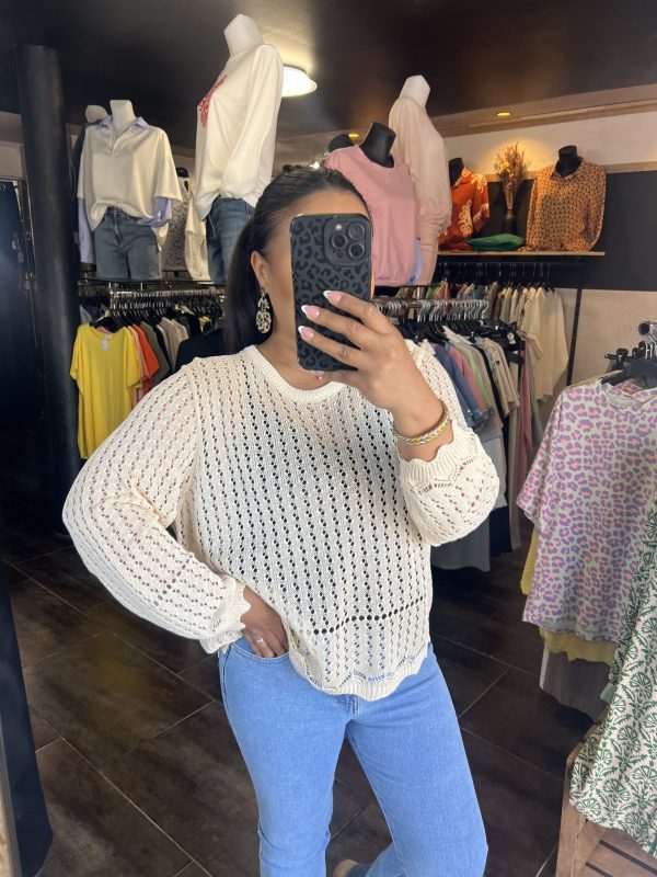 Pull ajouré écru