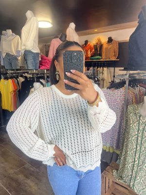Pull ajouré blanc