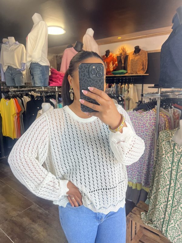 Pull ajouré blanc