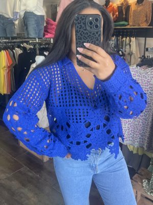 Haut crochet bleu royal