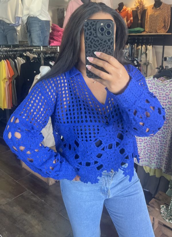 Haut crochet bleu royal