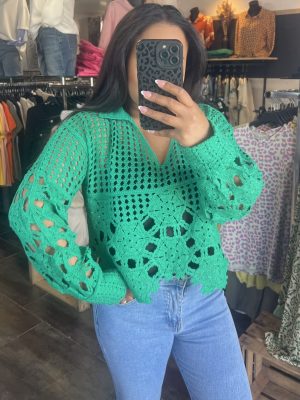 Haut crochet vert