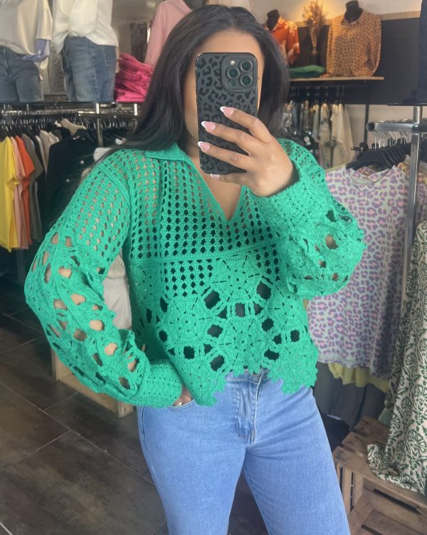 Haut crochet vert
