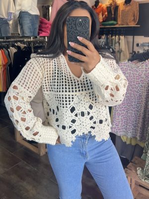 Haut crochet écru