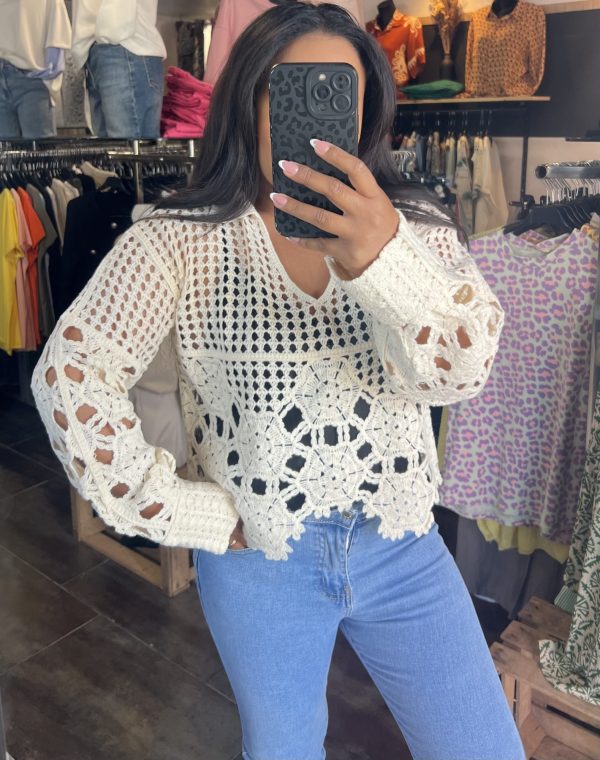 Haut crochet écru