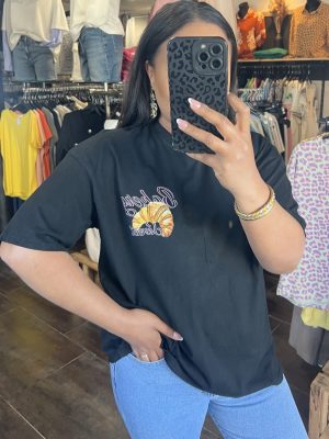 T-shirt croissant « parisienne » noir
