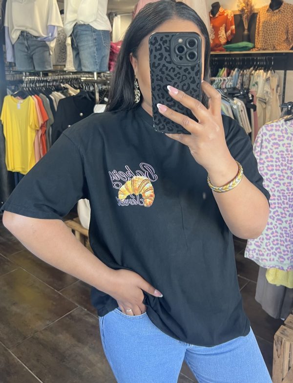 T-shirt croissant « parisienne » noir