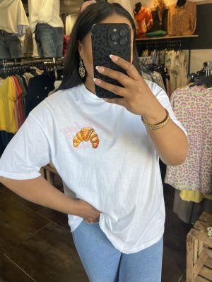T-shirt croissant « parisienne » blanc