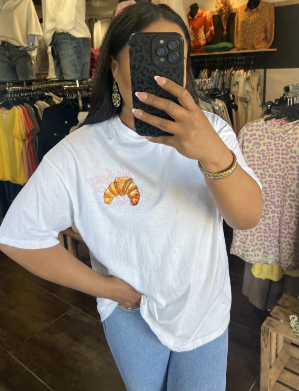 T-shirt croissant « parisienne » blanc