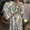 Robe longue imprimée feuillage