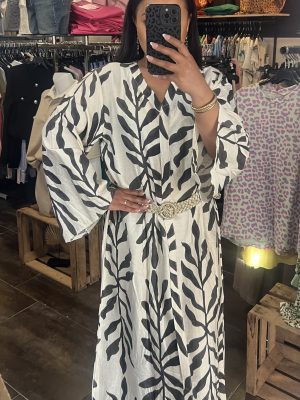 Robe longue imprimée feuillage
