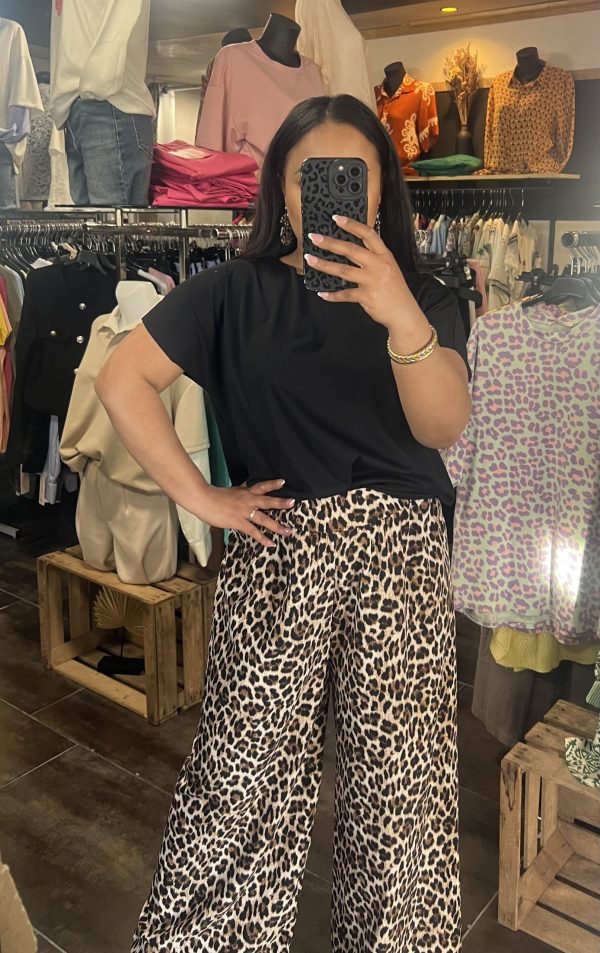 Pantalon fluide à imprimé léopard